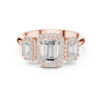 thumbnail image 1 of Zuwelria Certified Moissanite Bridal Rings | 1.47 Carat Latest Emerald Shape Moissanite Diamond Three Stone Engagement Ring for Her | 18K Rose Gold Plated Sterling Silver Size 6, 1 of 8