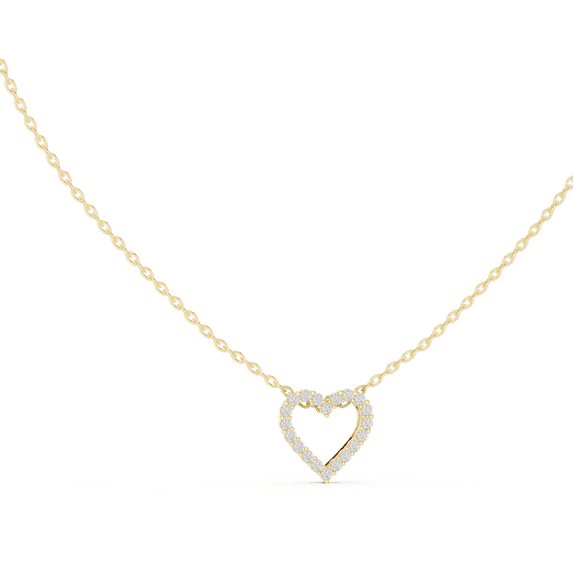 Zuwelria Certified Moissanite Diamond Heart Pendant | 0.24 Ct Sparkle Round Cut Diamond Pendant Necklace with Chain for Women | 18K Yellow Gold over Silver