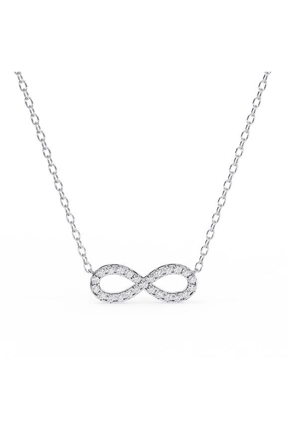 Certified Moissanite Diamond Infinity Pendant | 0.32 Ct Wonderful Round Cut Diamond Pendant Necklace with Chain for Women | 18K White Gold over Silver