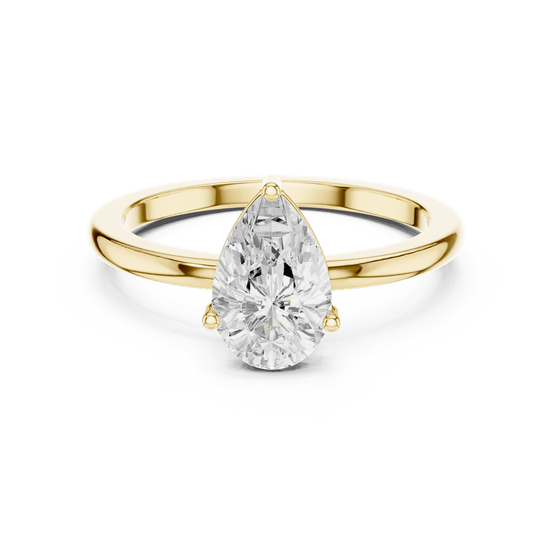 Zuwelria Certified Moissanite Diamond Ring | 1.00 Ct Pear Cut Moissanite Engagement Ring for Women | Solitaire Diamond Wedding Rings | 18K Yellow Gold Plated Silver Size 7