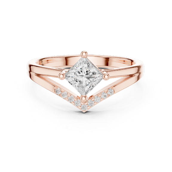 Zuwelria Certified Moissanite Diamond Rings | 0.62 CTW Beautiful Princess Cut Diamond Engagement Rings | Multi Stone Promise Rings | 18K Rose Gold Plated Silver Ring Size 8