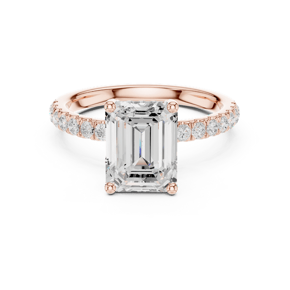 Zuwelria Certified Moissanite Diamond Rings | 2.50 CTW Brilliant Emerald Cut Diamond Engagement Rings | Multi Stone Promise Rings | 18K Rose Gold Plated Silver Ring Size 8