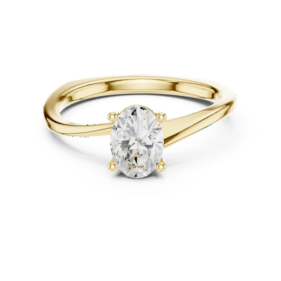 Zuwelria Certified Moissanite Promise Rings for Her | 0.50 Ct Latest Oval Shape Moissanite Diamond Engagement Ring for Women |4 Prongs Solitaire Rings | 18K Yellow Gold Plated Silver Size 9