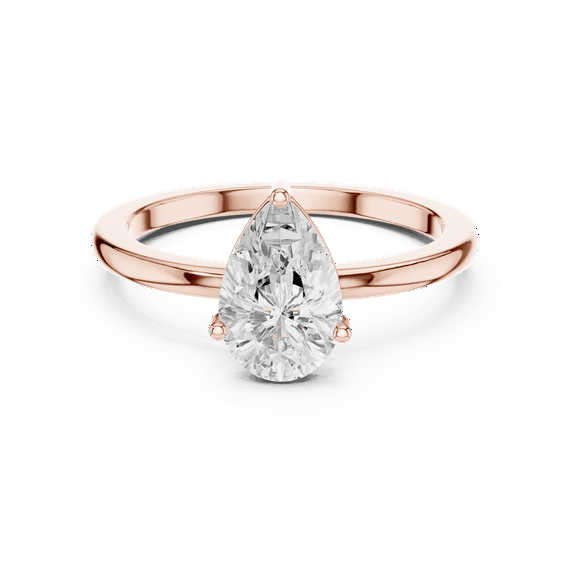 Zuwelria Certified Moissanite Promise Rings for Her | 1.00 Ct Latest Pear Shape Moissanite Diamond Engagement Ring for Women |Solitaire Rings | 18K Rose Gold Plated Silver Size 9