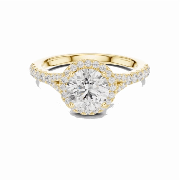 Zuwelria Certified Moissanite Promise Rings | Sparkle 1.39 Ct Round Shape Moissanite Diamond Engagement - Promise Ring for Women | Halo with Accents Rings | 18K Yellow Gold Plated Silver Size 9
