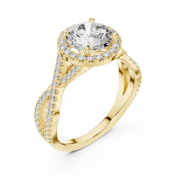 Zuwelria Certified Moissanite Promise Rings | Sparkle 1.98 Ct Round Shape Moissanite Diamond Engagement - Promise Ring for Women | Halo with Accents Rings | 18K Yellow Gold Plated Silver Size 9