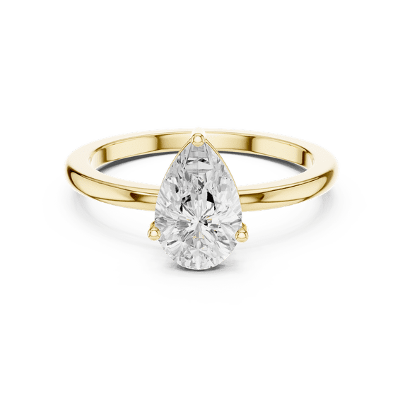 Zuwelria Certified Moissanite Ring | 1.00 Ct Latest Design Pear Cut Moissanite Diamond Bridal Ring for Women | Color/ Clarity - D/VVS1 | 18K Yellow Gold Plated Sterling Silver Size 9