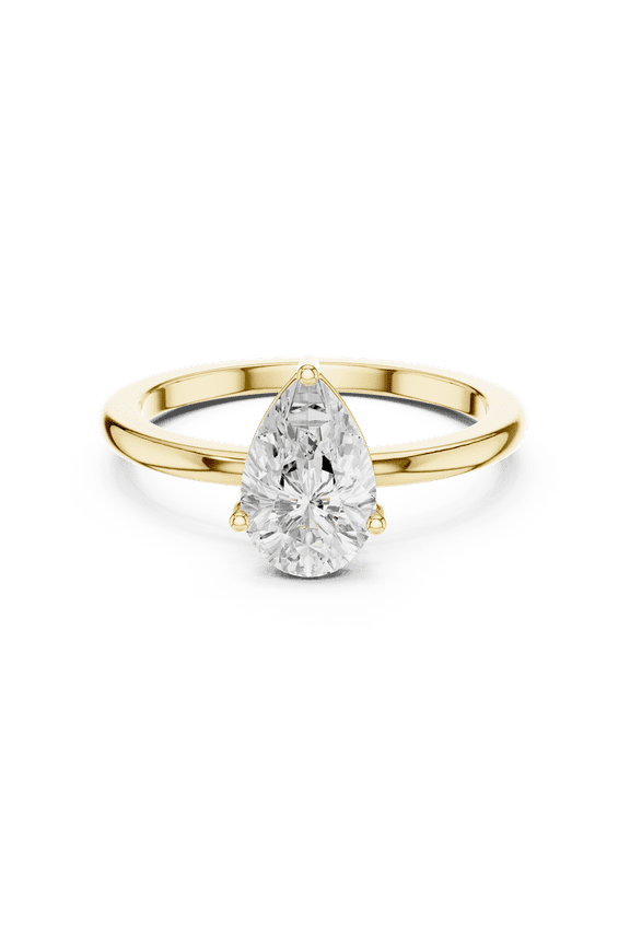Certified Moissanite Ring | 1.00 Ct Latest Design Pear Cut Moissanite Diamond Bridal Ring for Women | Color/ Clarity - D/VVS1 | 18K Yellow Gold Plated Sterling Silver Size 9