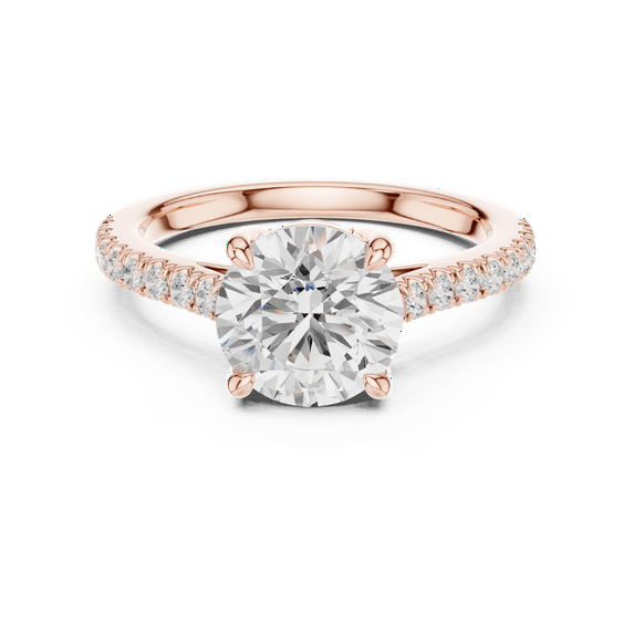 Zuwelria Certified Moissanite Rings | 2.30 Ct Luxurious Round Shape Moissanite Engagement Ring for Her | Solitaire with Accents Rings | 18K Rose Gold Plated over Sterling Silver Size 5