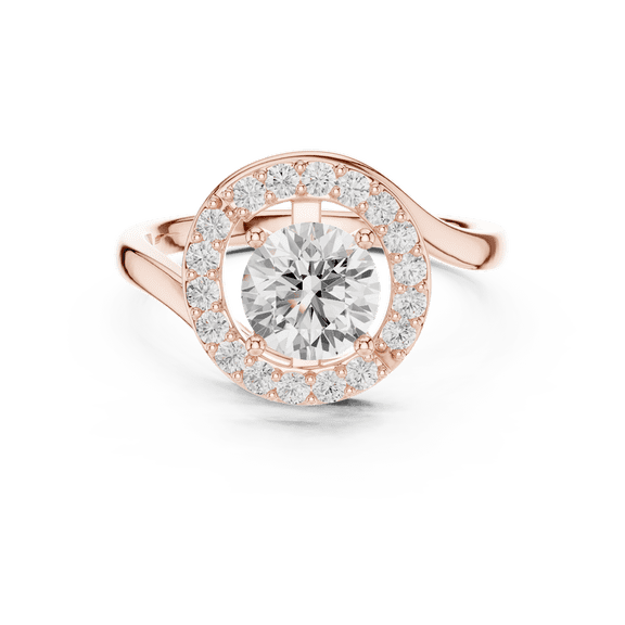 Zuwelria Certified Moissanite Wedding Rings | 1.25 Ct D/VVS1 Latest Design Round Cut | Moissanite Diamond Ring for Wedding | Halo Diamond Rings | 18K Rose Gold Plated Silver Size 8