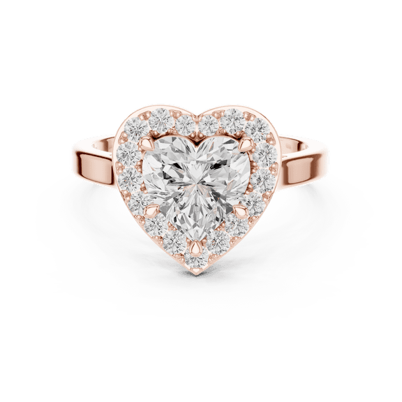 Zuwelria Certified Moissanite Wedding Rings | 1.82 Ct D/VVS1 Latest Design Heart Cut | Moissanite Diamond Ring for Wedding | Halo Diamond Rings | 18K Rose Gold Plated Silver Size 8