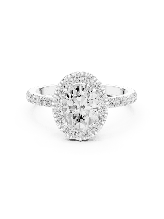 Certified Promise Rings, 1.44 Ct Wonderful Oval Shape Moissanite Diamond Halo Wedding Ring for Women, 18K White Gold Plating Over 925 Silver Size 7