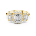 thumbnail image 1 of Zuwelria Certified Promise Rings | 1.47 Ct Beautiful Emerald Shape Moissanite Diamond Engagement Ring for Women |Three Stone Diamond Rings | 18K Yellow Gold Plated Silver Size 9, 1 of 8