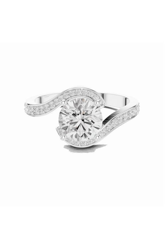 Certified Promise Rings, 1.73 Ct Latest Design Round Shape Moissanite Diamond Anniversary Ring for Women, 18K White Gold Plating Over 925 Silver Size 7