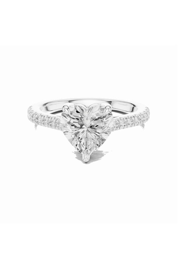 Certified Promise Rings, 2.30 Ct Wonderful Heart Shape Moissanite Diamond Wedding Ring for Women, 18K White Gold Plating Over 925 Silver Size 7