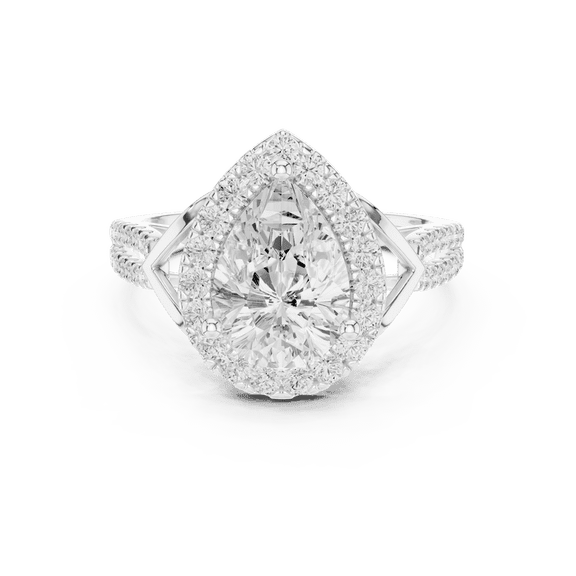 Zuwelria Certified Promise Rings, 2.34 Ct Wonderful Pear Shape Moissanite Diamond Halo Wedding Ring for Women, 18K White Gold Plating Over 925 Silver Size 7