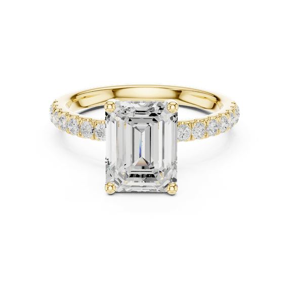 Zuwelria Certified Rings | 2.50 Ct Emerald Shape Moissanite Diamond Engagement - Promise Ring for Women | Shiny Diamond Wedding Rings for Ladies | 18K Yellow Gold Plated Silver Size 9