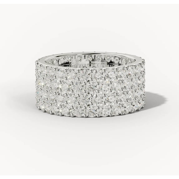 Zuwelria Certified Wedding Ring for Women, 2.00 Carat Round Cut Moissanite Diamond Eternity Band for Ladies, 18K White Gold Plated Sterling Silver -Size 6