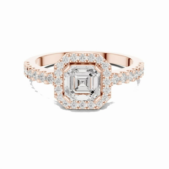 Zuwelria Diamond Promise Ring | Beautiful 1.14 Carat Asscher Cut Moissanite Diamond Engagement Ring for Ladies | 18K Gold Plated over Silver | D/VVS1 - Size7