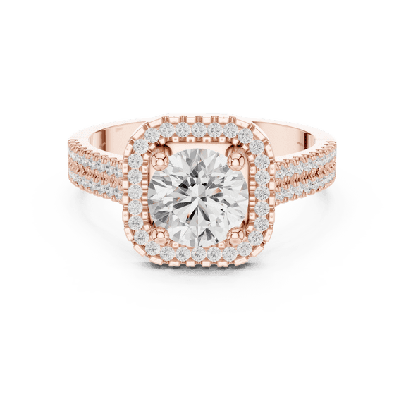 Zuwelria Diamond Promise Ring | Beautiful 1.29 Carat Round Cut Moissanite Diamond Engagement Ring for Ladies | 18K Rose Gold Plated over Silver | D/VVS1 Size 7