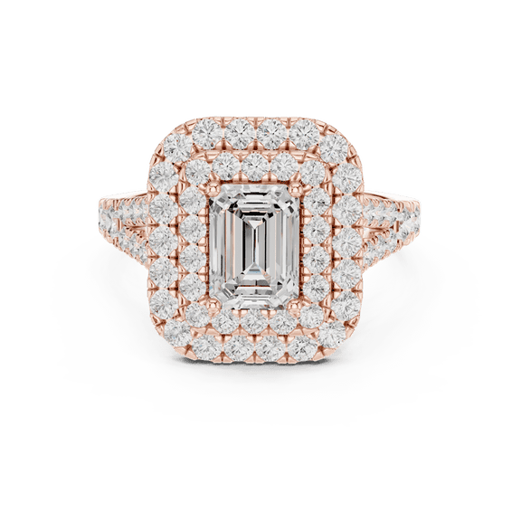 Zuwelria Diamond Promise Ring | Beautiful 2.50 Carat Emerald Cut Moissanite Diamond Engagement Ring for Ladies | 18K Gold Plated over Silver | D/VVS1 - Size7