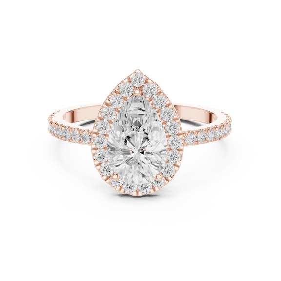 Zuwelria Diamond Promise Ring | Stunning 1.37 Carat Pear Cut Moissanite Diamond Anniversary Ring for Her | 18K Rose Gold Plated over Silver | D/VVS1 Size 7