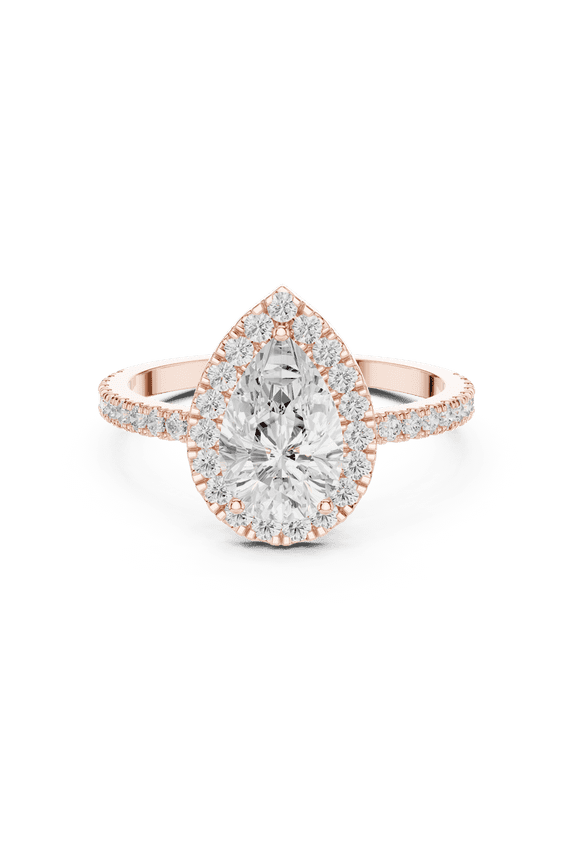 Diamond Promise Ring | Stunning 1.37 Carat Pear Cut Moissanite Diamond Anniversary Ring for Her | 18K Rose Gold Plated over Silver | D/VVS1 Size 7