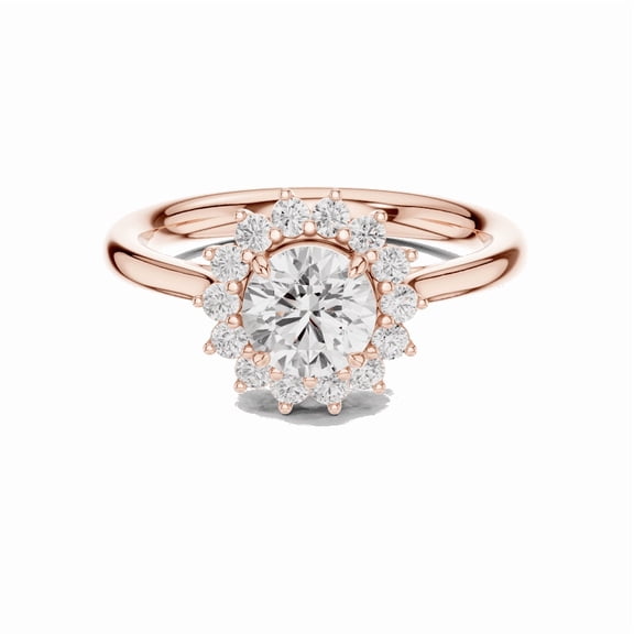 Zuwelria Diamond Promise Ring | Stunning 1.25 Carat Round Cut Floral Moissanite Diamond Ring for Engagement and Wedding | 18K Rose Gold Plated over Silver | D/VVS1 Size 7