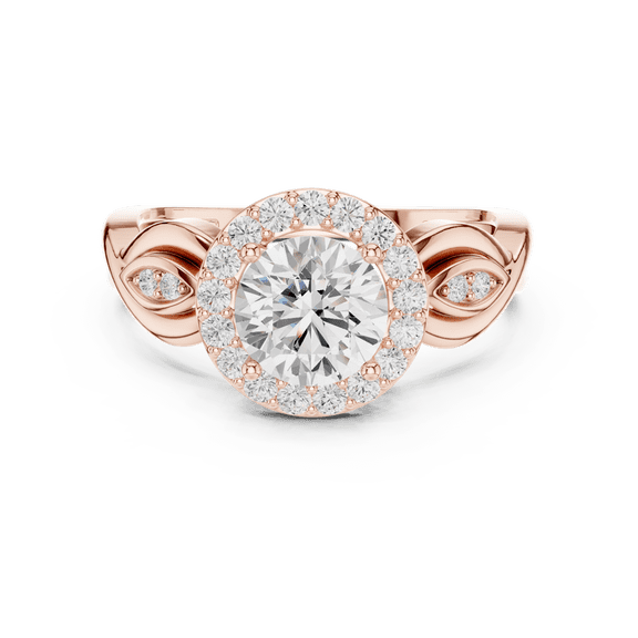 Zuwelria Halo Promise Ring for Women | 1.24 Ct Stunning Round Cut Moissanite Diamond Anniversary Ring for Women | 18K Rose Gold Plated 925 Sterling Silver Size 9