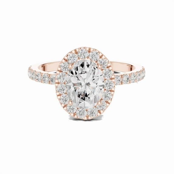 Zuwelria Halo Promise Ring for Women | 1.44 Ct Fine Oval Cut Moissanite Diamond Ring for Wedding - Engagement | 18K Rose Gold Plated 925 Sterling Silver Size 9
