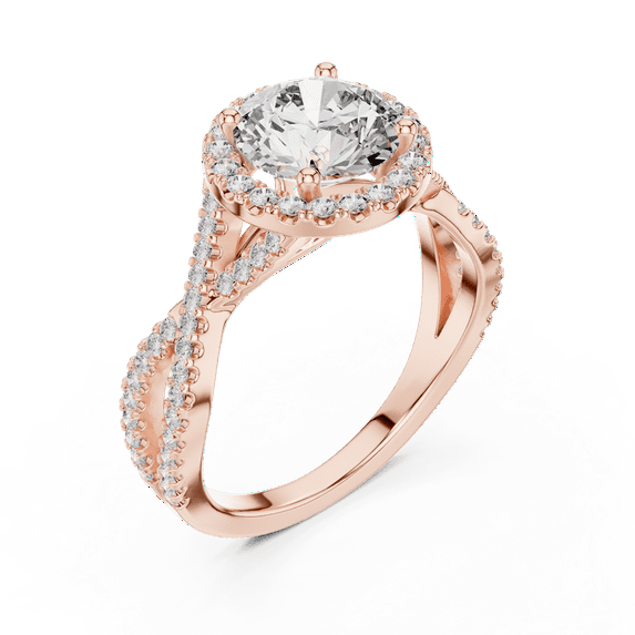 Zuwelria Halo Promise Ring for Women | 1.98 Ct Fine Round Cut Moissanite Diamond Ring for Wedding | 18K Rose Gold Plated 925 Sterling Silver Size 9