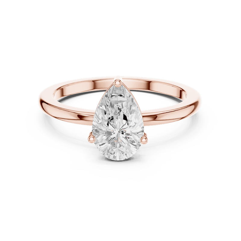 Zuwelria Luxurious Certified Diamond Rings | 1.00 Carat Pear Shape Moissanite Diamond Wedding Ring for Women | Solitaire Diamond Ring for Ladies | 18K Rose Gold Plating Over Silver Size 8