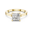 thumbnail image 1 of Zuwelria Luxurious Certified Diamond Rings | 1.00 Carat Princess Shape Moissanite Diamond Wedding Ring for Women | Solitaire Diamond Ring for Ladies | 18K Yellow Gold Plating Over Silver Size 8, 1 of 8