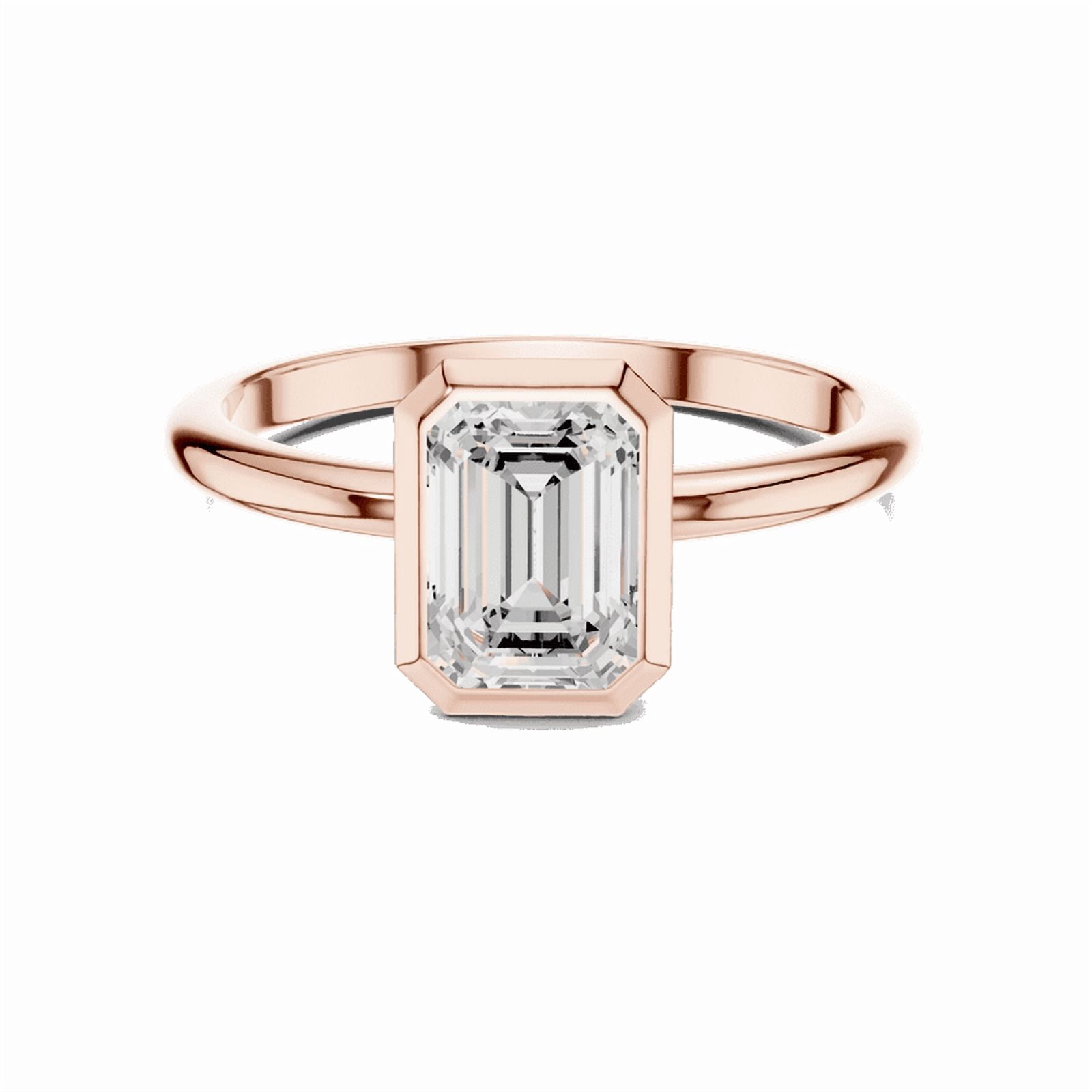 Zuwelria Luxurious Promise Ring | 1.00 Carat Emerald Cut Moissanite Diamond Ring for Engagement | D/VVS1 Solitaire Ring for Wedding | 18K Rose Gold over Silver Size 5