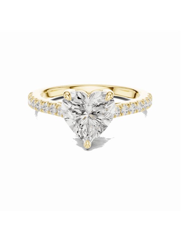 Luxurious Promise Rings | 2.30 Carat Heart Cut Moissanite Bridal Ring for Women | D/VVS1 Diamond Ring for Wedding | 18K Yellow Gold over Silver Size 5