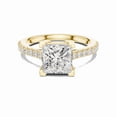 thumbnail image 1 of Zuwelria Luxurious Promise Rings | 2.30 Carat Princess Cut Moissanite Bridal Ring for Women | D/VVS1 Diamond Ring for Wedding | 18K Yellow Gold over Silver Size 5, 1 of 7