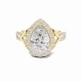 thumbnail image 1 of Zuwelria Luxurious Promise Rings | 2.34 Carat Pear Cut Moissanite Diamond Ring for Engagement | D/VVS1 Halo with Accents Ring for Women | 18K Yellow Gold over Silver Size 5, 1 of 8