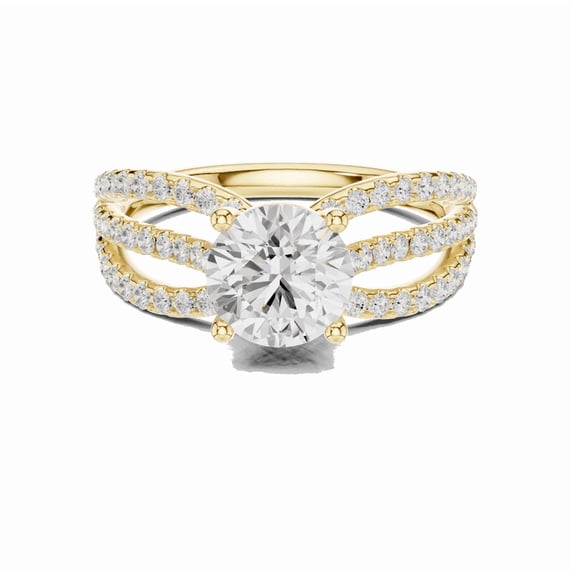 Zuwelria Luxurious Promise Rings | 2.20 Carat Round Cut Moissanite Bridal Ring for Women | Wonderful Diamond Ring for Wedding | 18K Yellow Gold over Silver Size 5