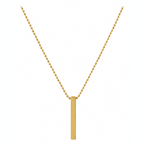 Zuwelria Men's Women's Stainless Steel Vertical Bar Pendant Necklace with 24-Inch Bead Chain, Yellow Gold-Tone