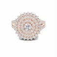 thumbnail image 1 of Zuwelria Moissanite Diamond Rings | 1.44 Ct Luxurious Round Shape Moissanite Engagement Ring for Women | Tripple Halo with Accents Rings | 18K Rose Gold Plated Silver Size 5, 1 of 8