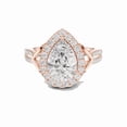 thumbnail image 1 of Zuwelria Moissanite Diamond Rings | 2.34 Ct Shiny Pear Shape Moissanite Engagement Ring for Women | Halo with Accents Rings | 18K Rose Gold Plated Silver Size 5, 1 of 8