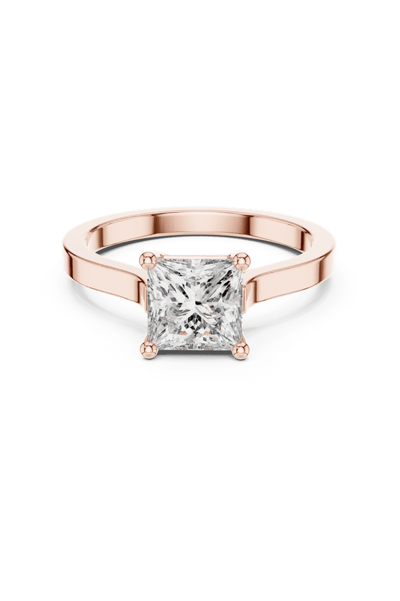 Moissanite Promise Ring | 1.00 Ct Princess Cut Moissanite Engagement Ring - Wedding Ring for Women | 4 Prongs Solitaire Diamond Rings | 18K Rose Gold Plated Silver Size 5