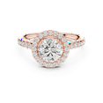 thumbnail image 1 of Zuwelria Moissanite Promise Rings | 1.40 Ct Luxurious Round Shape Moissanite Engagement Ring for Her | Halo with Accents Rings | 18K Rose Gold Plated over Sterling Silver Size 5, 1 of 8