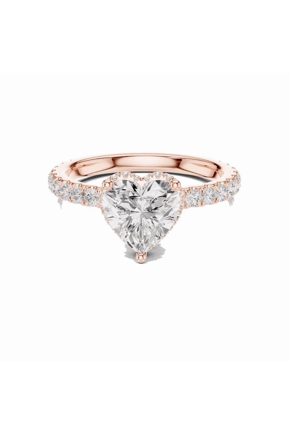 Moissanite Wedding Ring | Beautiful 2.15 Carat Heart Cut Moissanite Diamond Engagement Ring for Women | 18K Rose Gold Plated Sterling Silver | D/VVS1 Size 7