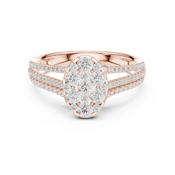 Zuwelria Multi Stone Promise Ring | Stunning 0.94 Carat Round Cut Moissanite Diamond Ring for Engagement and Wedding | 18K Rose Gold Plated over Silver | D/VVS1 Size 7