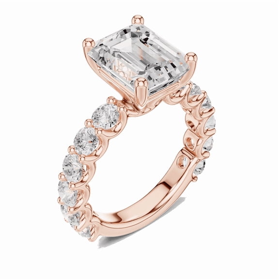 Zuwelria Promise Ring for Women | 3.00 Ct Fine Emerald Cut Moissanite Diamond Bridal Ring for Women | 18K Rose Gold Plated 925 Sterling Silver Size 9
