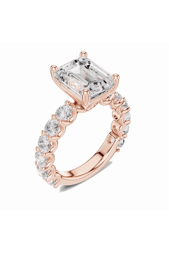 Promise Ring for Women | 3.00 Ct Fine Emerald Cut Moissanite Diamond Bridal Ring for Women | 18K Rose Gold Plated 925 Sterling Silver Size 9