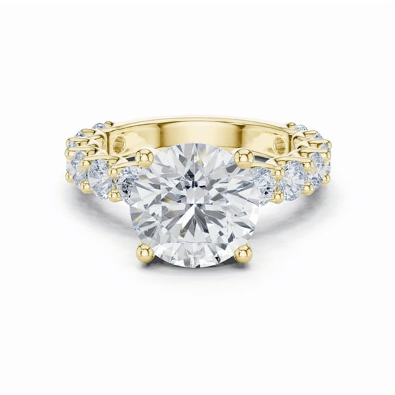 Zuwelria Promise Rings | 3.00 Carat Round Shape Moissanite Diamond Wedding Ring for Women | Beautiful Bridal Ring for Her | 18K Yellow Gold Plating Over Silver Size 8