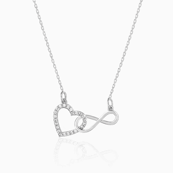 Zuwelria S925 Real Sterling Silver Loving Heart Shaped Infinity Pendant for her 0.20 Carat Moissanite Diamond Necklaces for women 18K White Gold Plated
