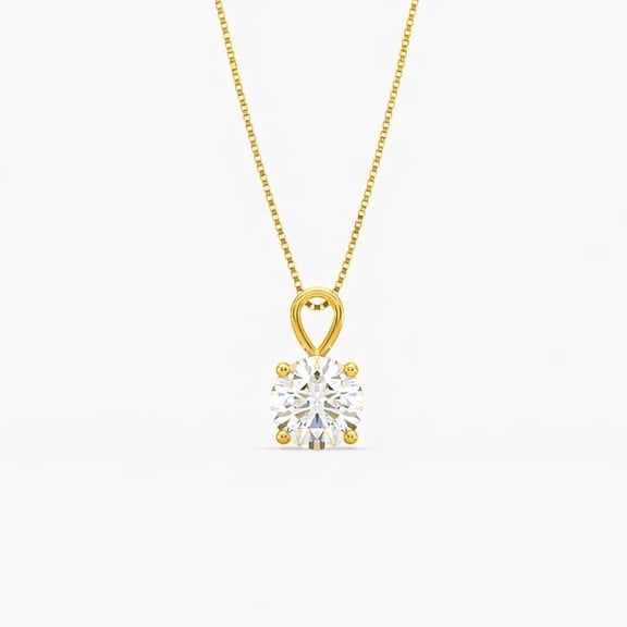 Zuwelria S925 Silver Moissanite Pendants |8mm 2.00 Carat Solitaire Moissanite Diamond Necklace Pendant with Chain for Women | 18K Yellow Gold Plated Sterling Silver